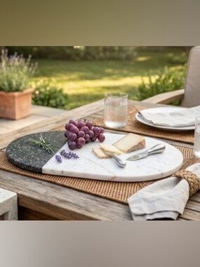New Crate & Barrel Marble 2 tone Oval Serving Board - White/Gray Charcuterie